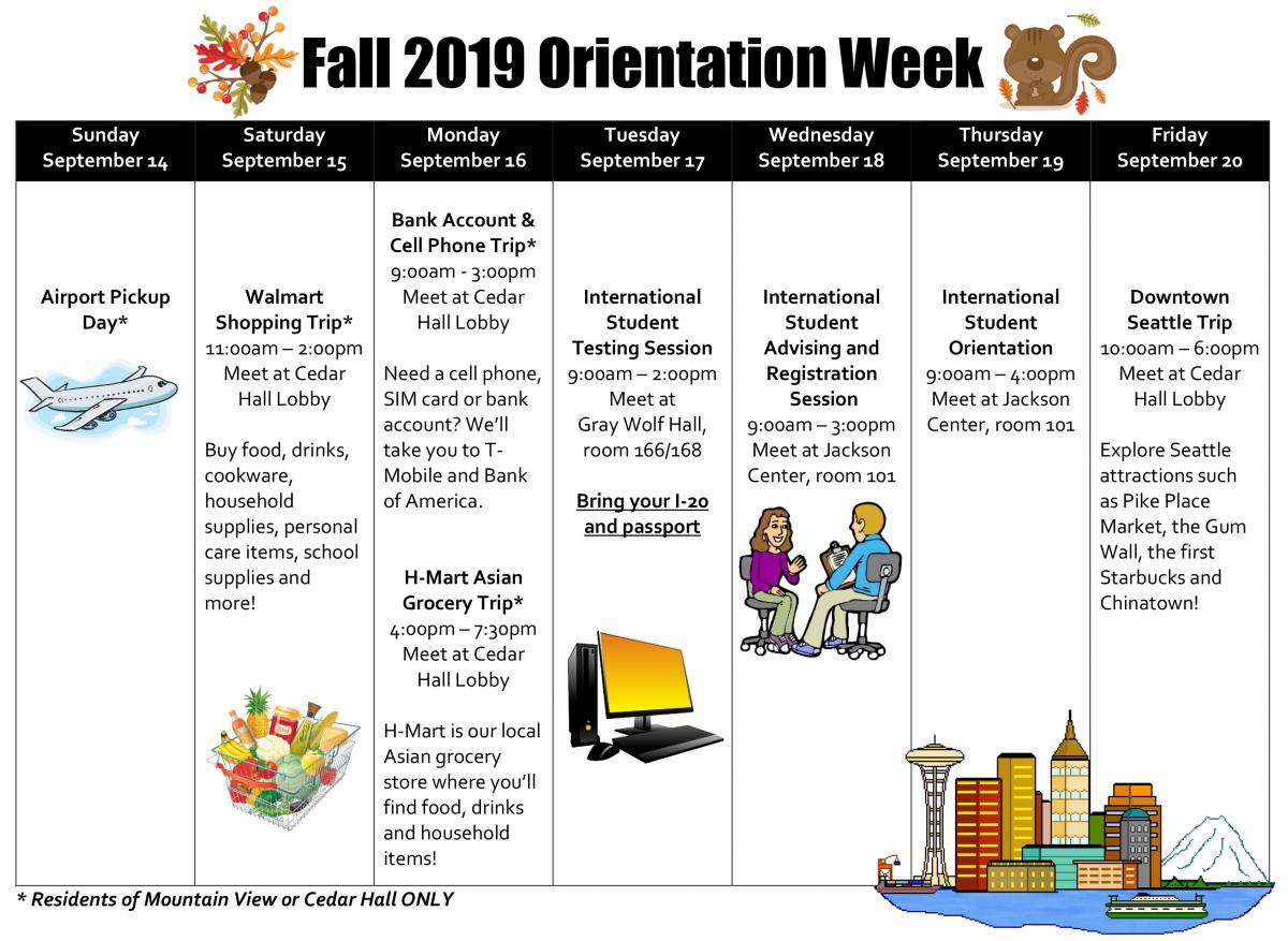 Orientation Week Schedule Everett Community College
